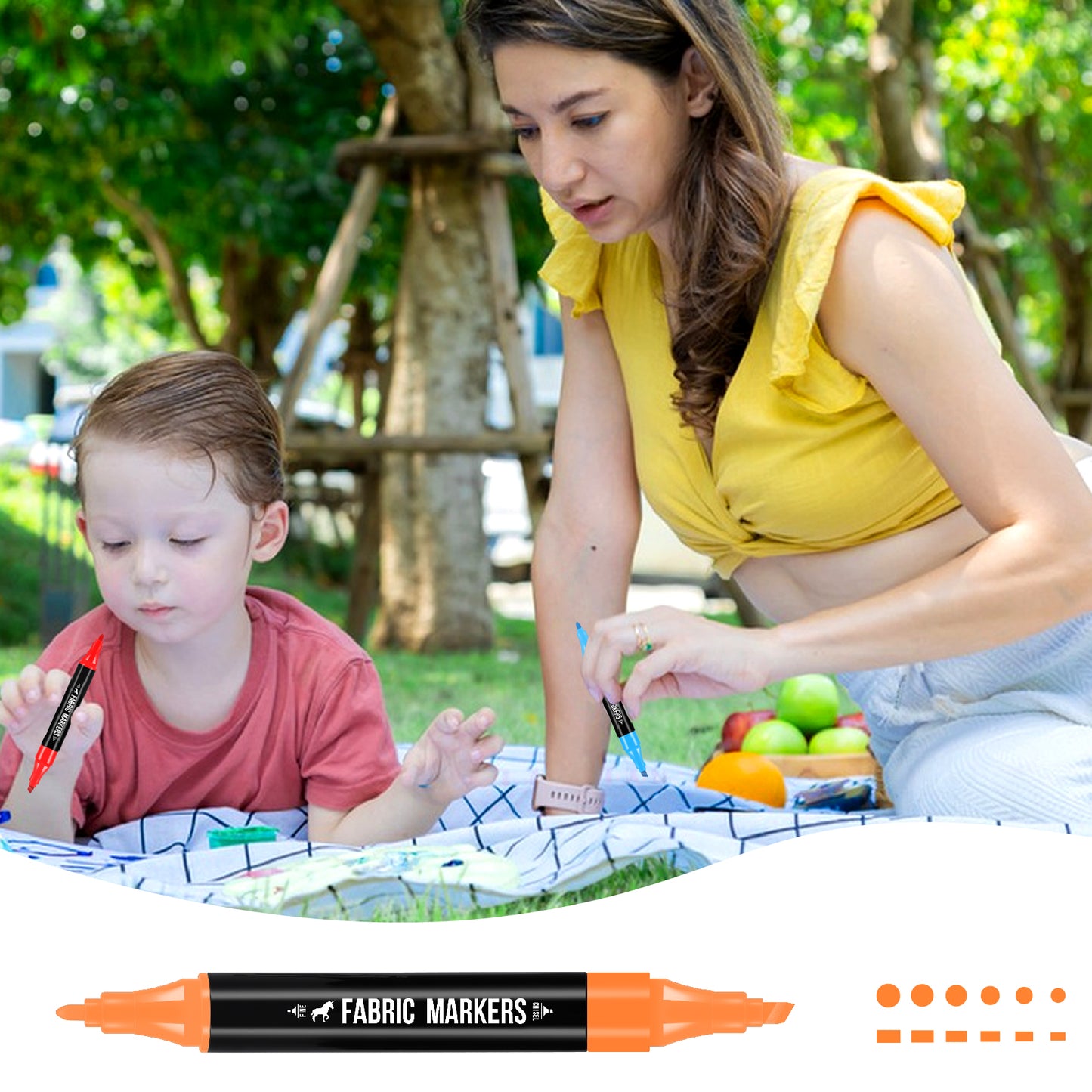 Fabric Markers Permanent for Clothes, 20 Colors Dual Tip with Fine and Chisel Tips Paint Pens for Clothing Canvas Tote Bags T-Shirt and Shoes, Non Toxic Ink for Kids and Adults